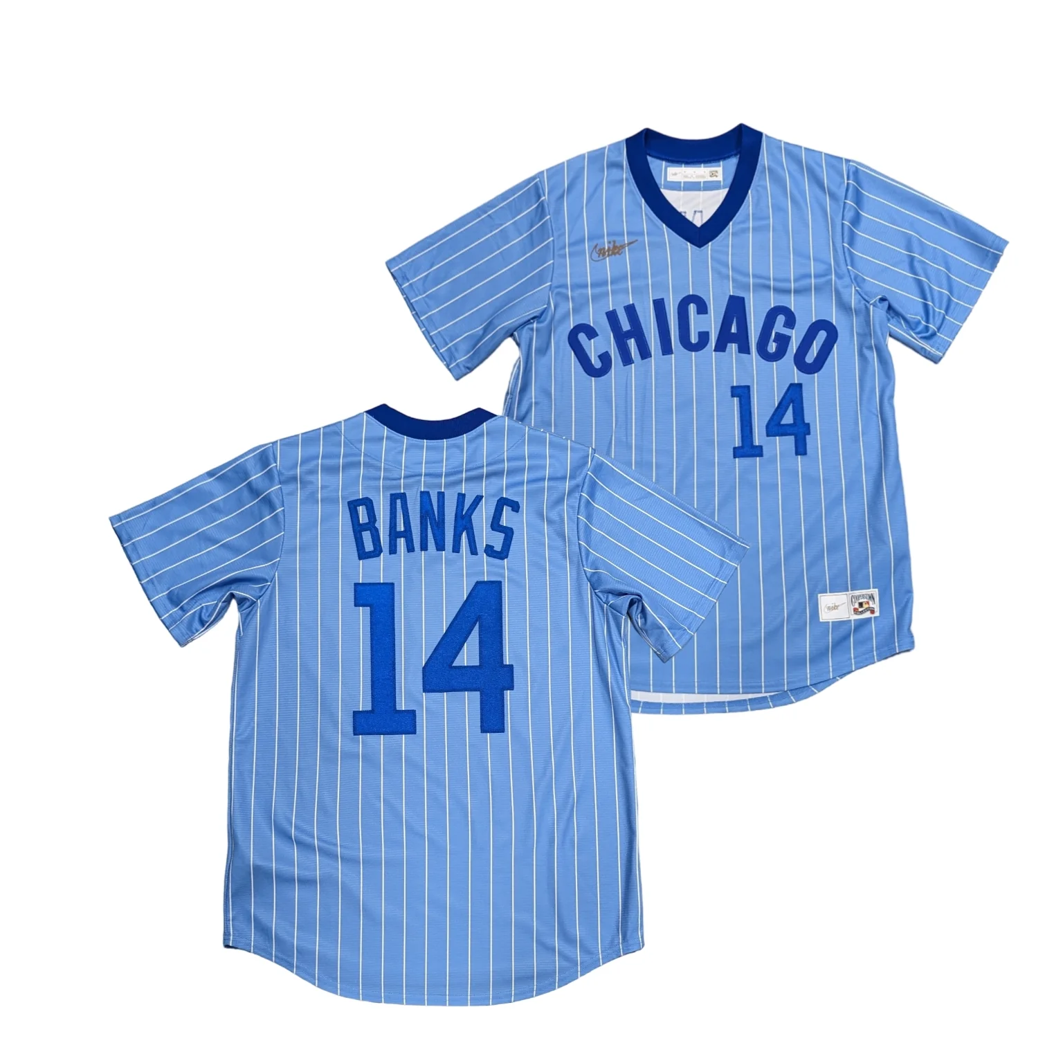 Men's Ernie Banks Chicago Cubs Cooperstown Powder Blue NIKE Replica Jersey