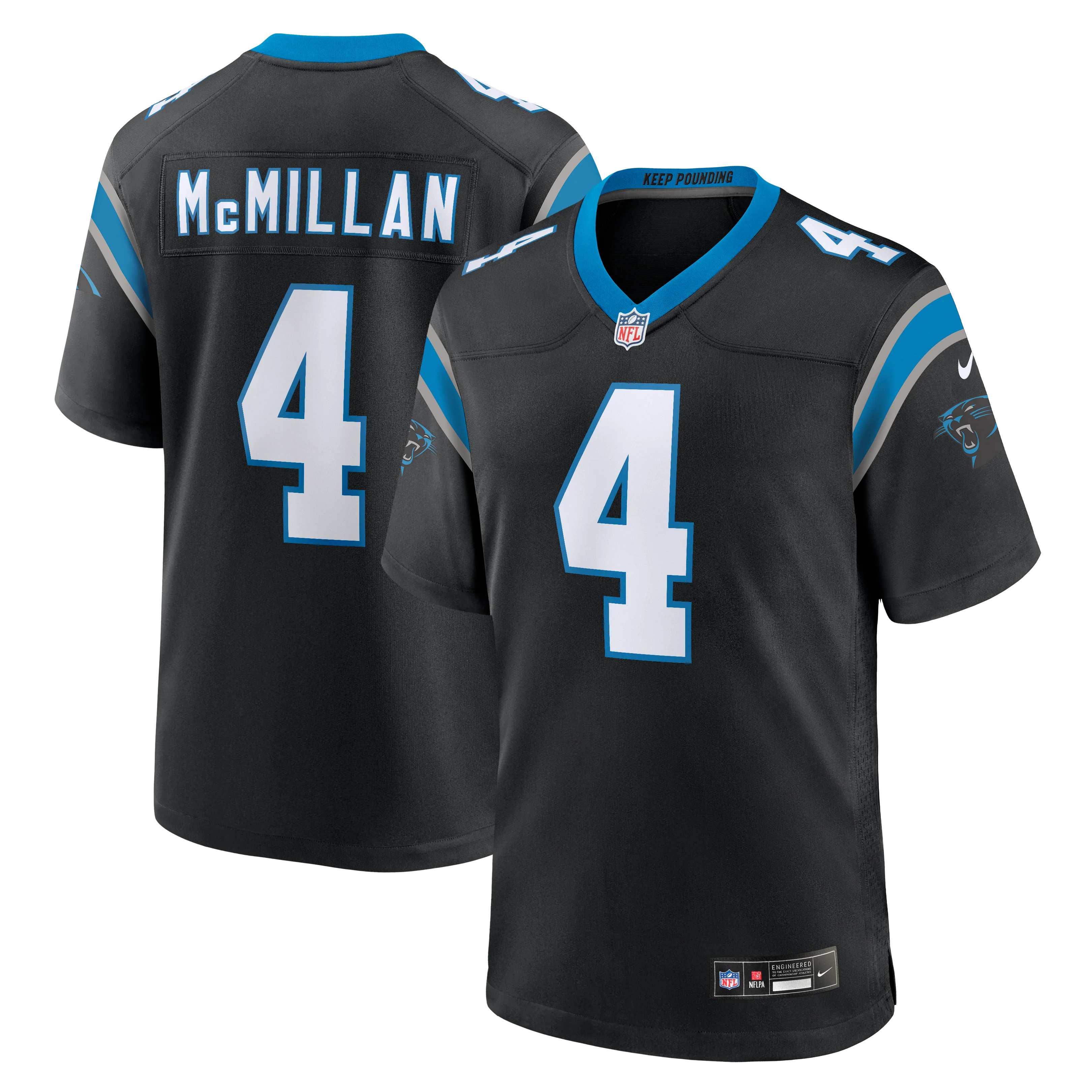 Men's Tetairoa McMillan Carolina Panthers Nike Black Replica Game Jersey