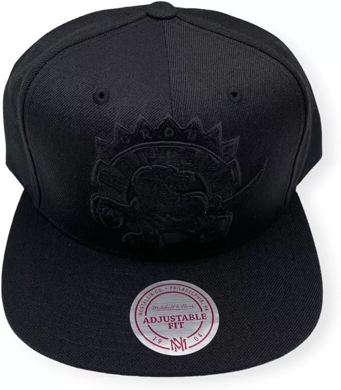 Toronto Raptors Mitchell & Ness Tonal Black Pink Moon Snapback Hat