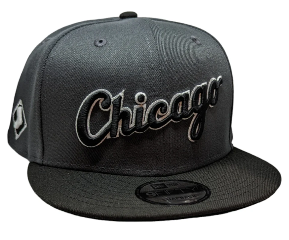 Chicago White Sox New Era 2 Tone Graphite/Black Script 9FIFTY Snapback Adjustable Hat