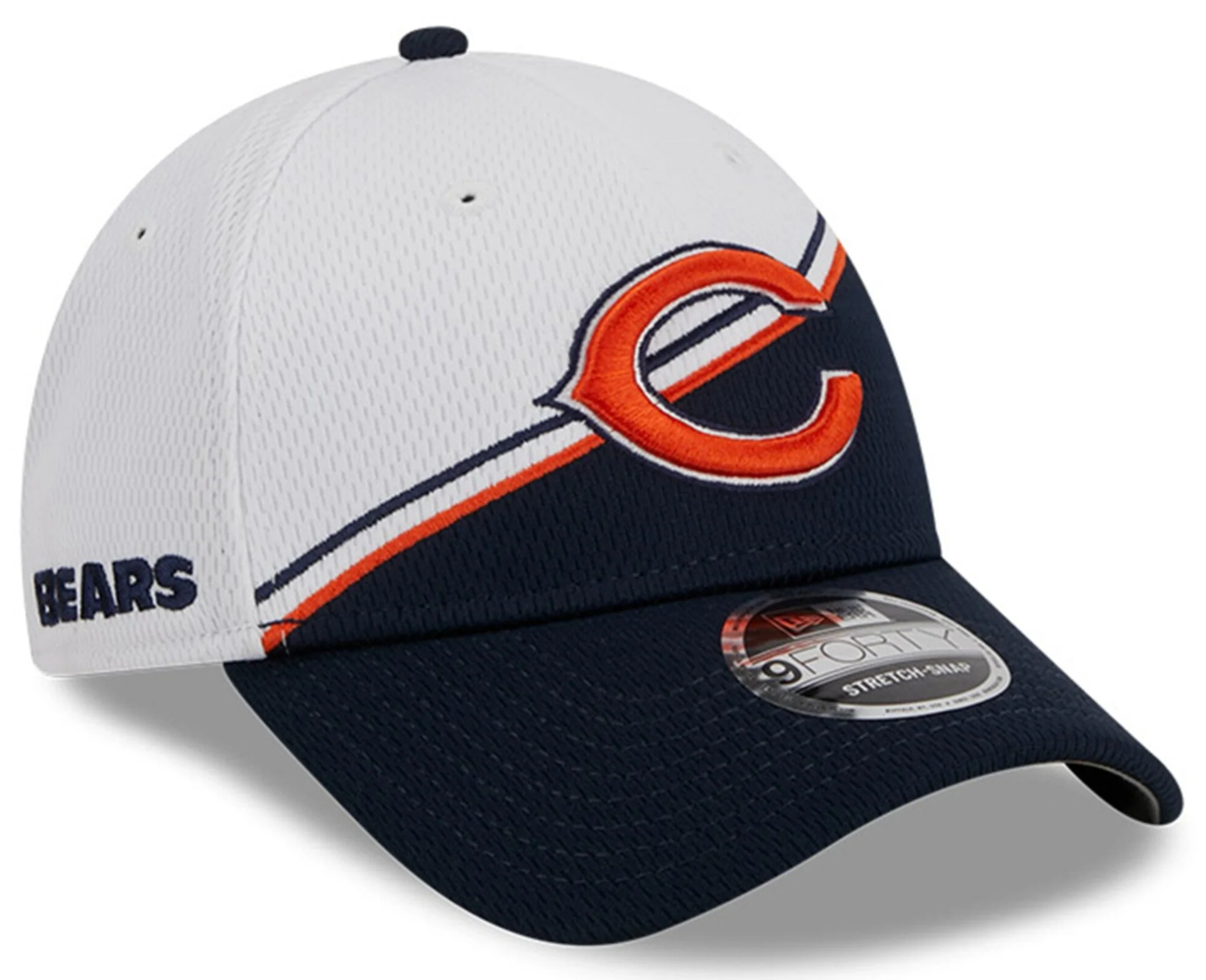 Men's Chicago Bears New Era White/Navy 2023 NFL Sideline Secondary Logo 9FORTY Adjustable Hat