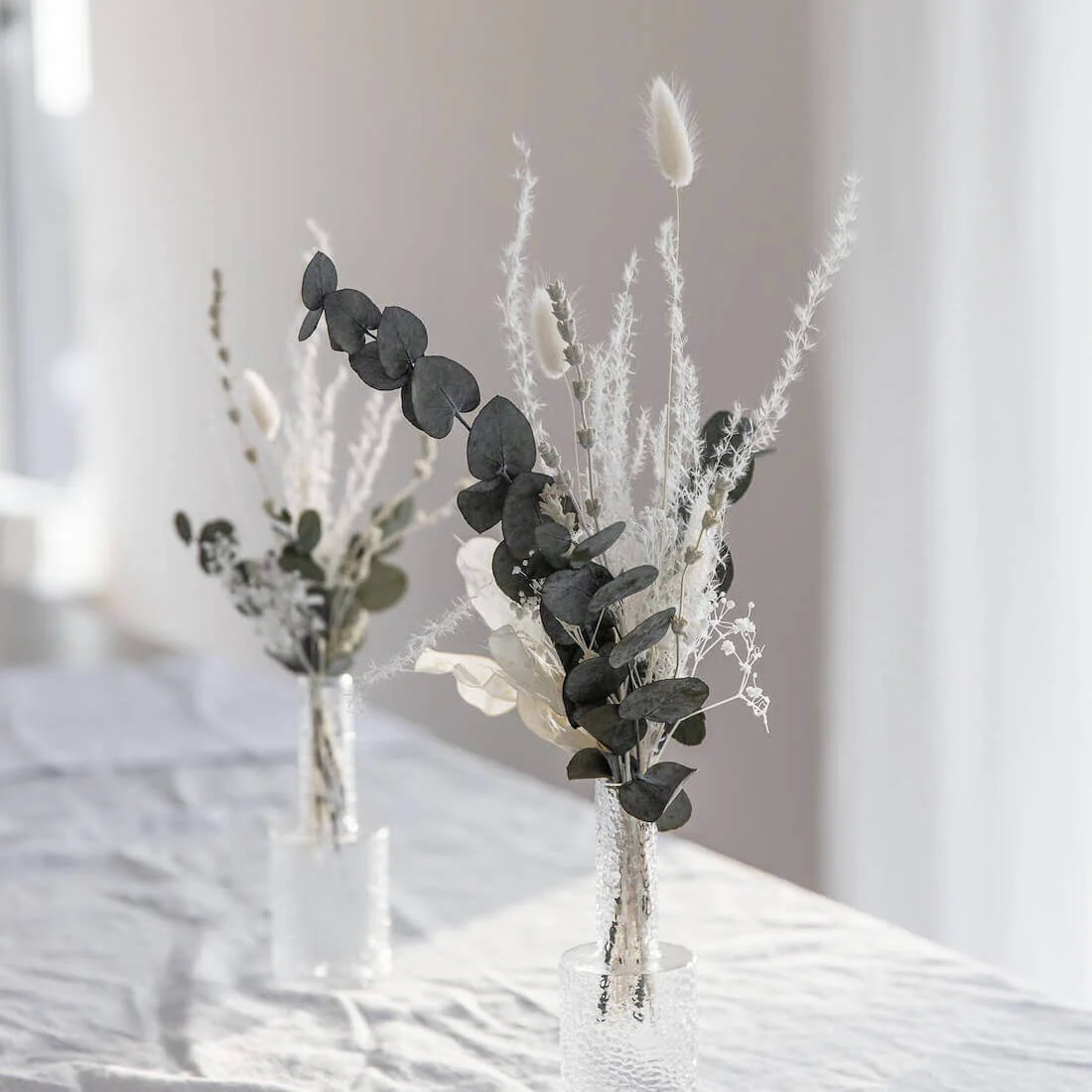 Trockenblumenstrauß Tischdeko Eukalyptus weiß