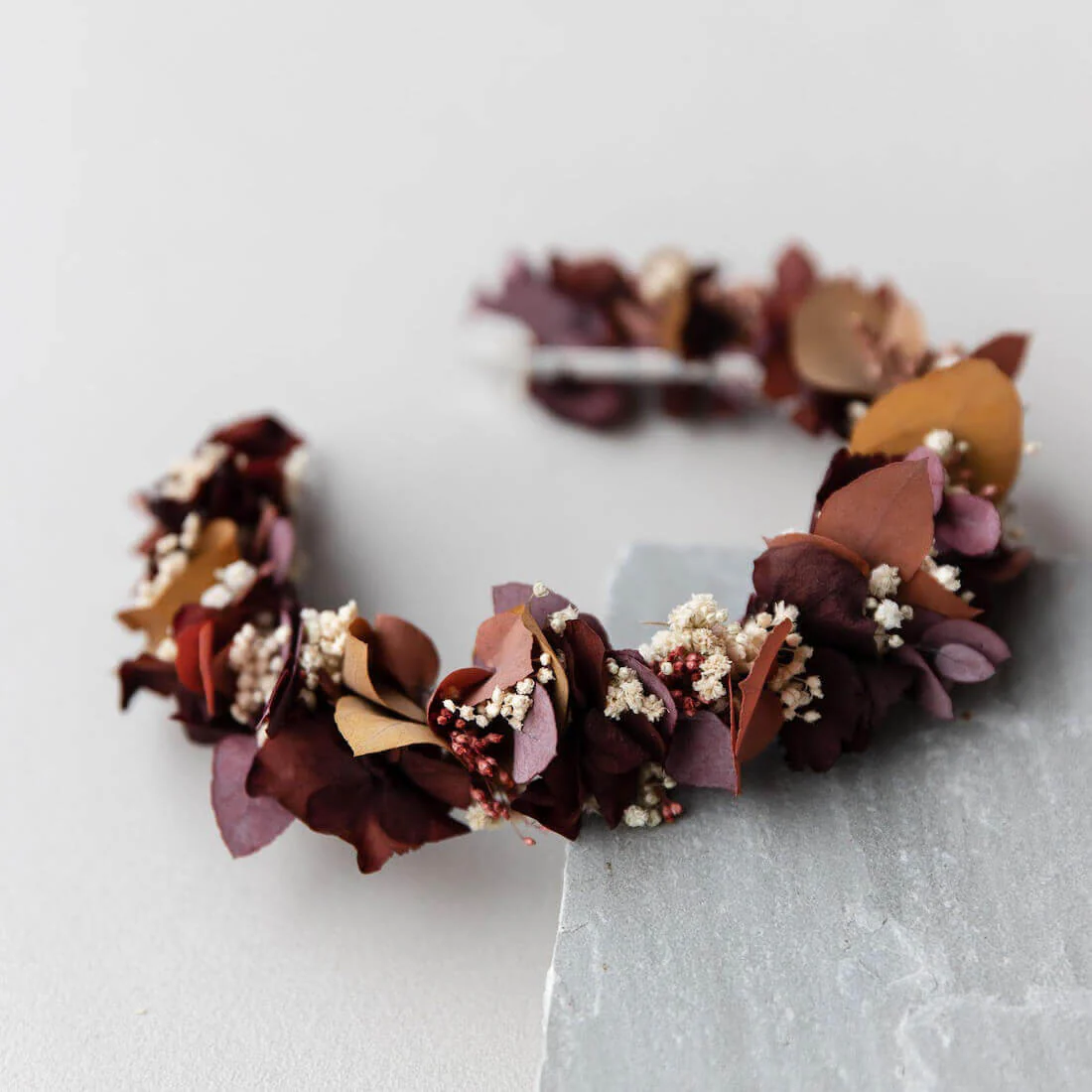 Haarreif Trockenblumen terracotta braun