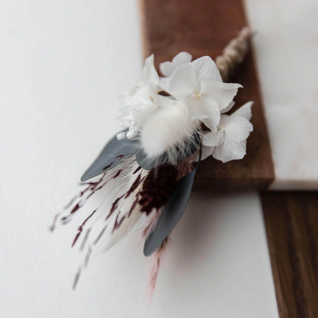 Anstecker Bräutigam I Trauzeuge I Trockenblumen Eukalyptus rosa weiß