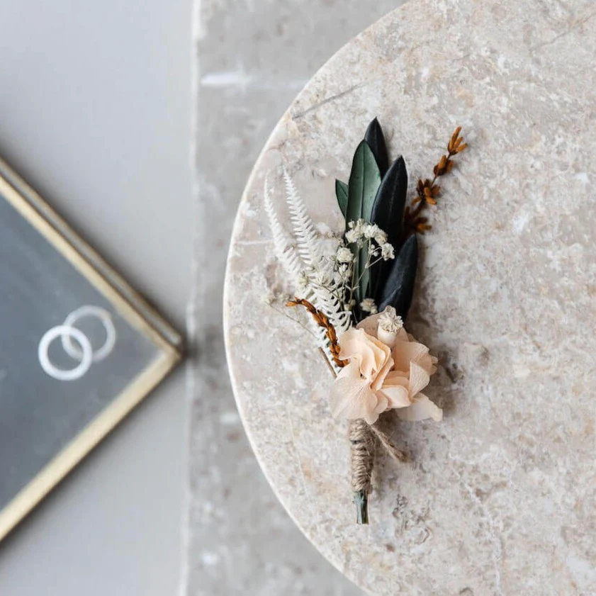 Anstecker Bräutigam I Trauzeuge I Trockenblumen Olivenzweige Lavendel