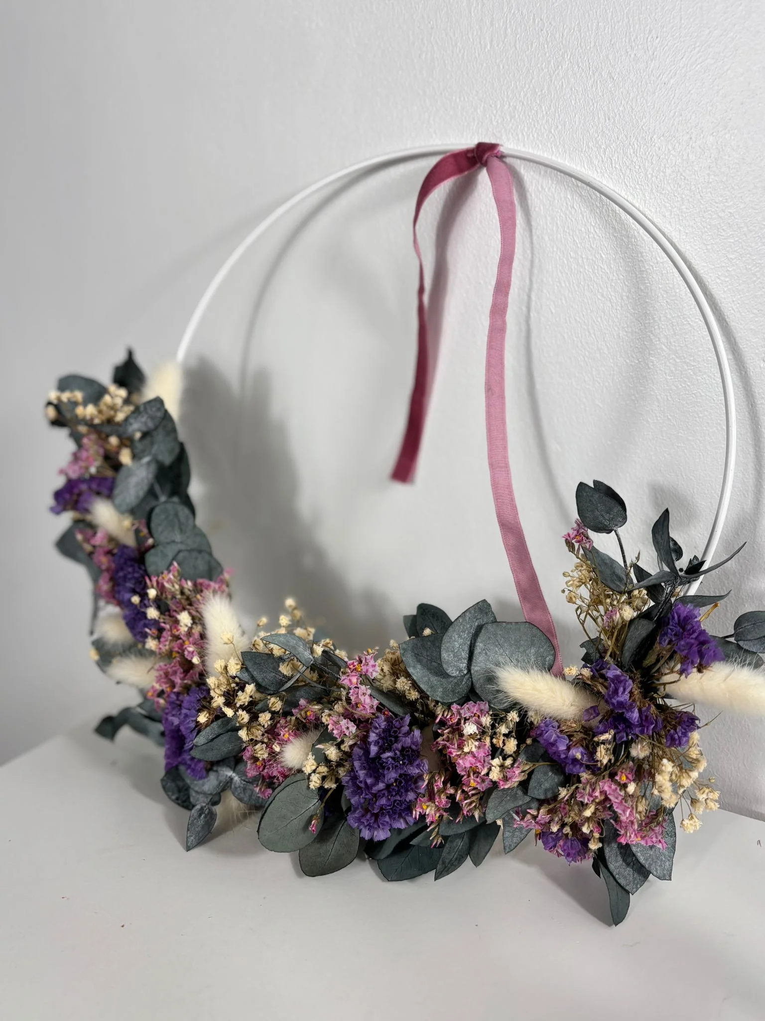 Trockenblumenkranz Eukalyptus lila pink