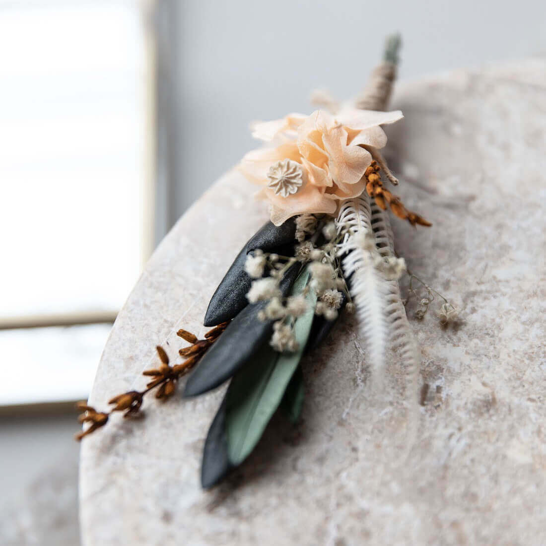 Anstecker Bräutigam I Trauzeuge I Trockenblumen Olivenzweige Lavendel
