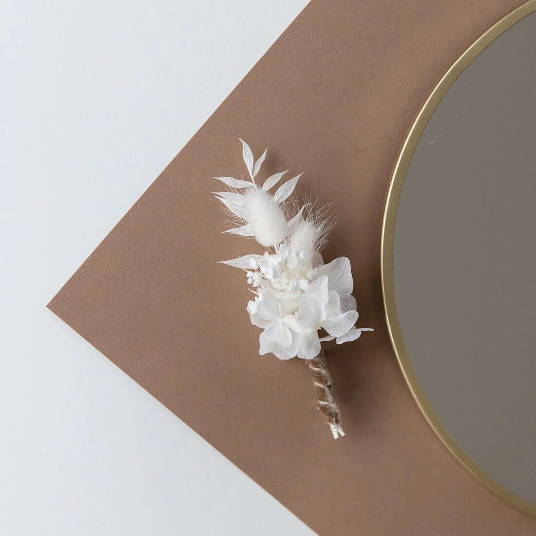 Anstecker Bräutigam Trockenblumen weiß