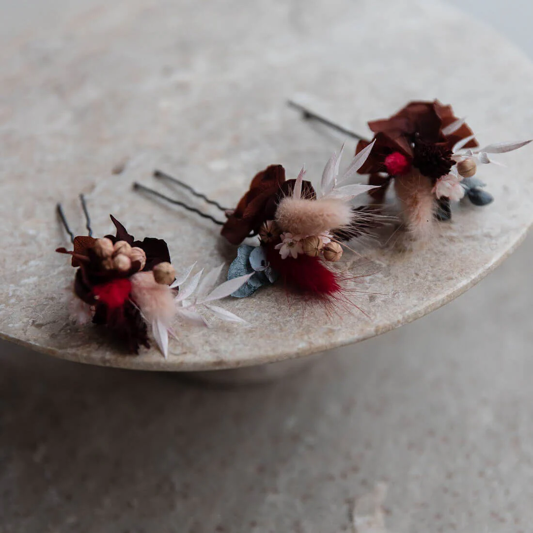 Haarnadel Trockenblumen Eukalyptus rosa rot