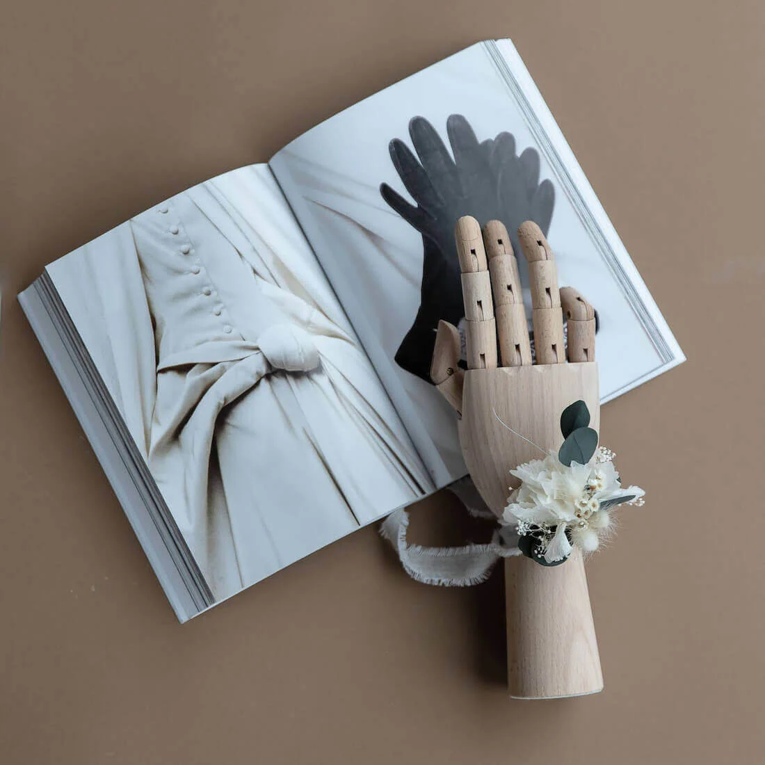 Armband Trockenblumen Eukalyptus grün weiß