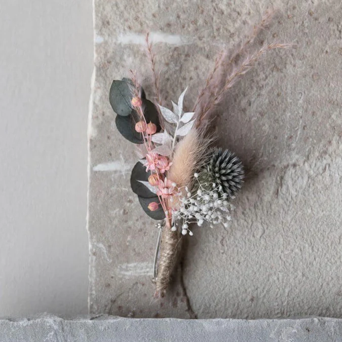 Anstecker Bräutigam I Trauzeuge I Trockenblumen Distel Eukalyptus