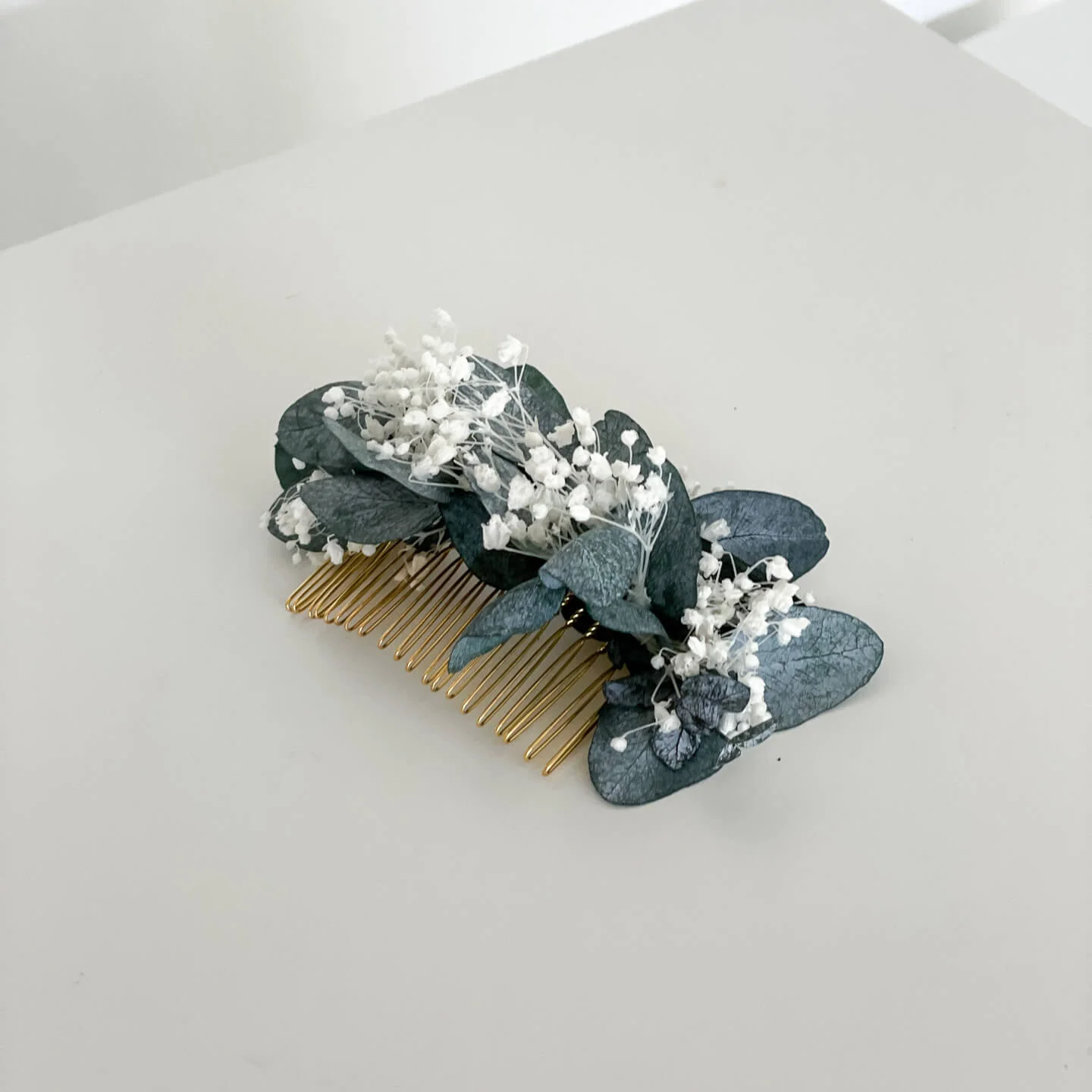 Haarkamm Trockenblumen Eukalyptus Schleierkraut