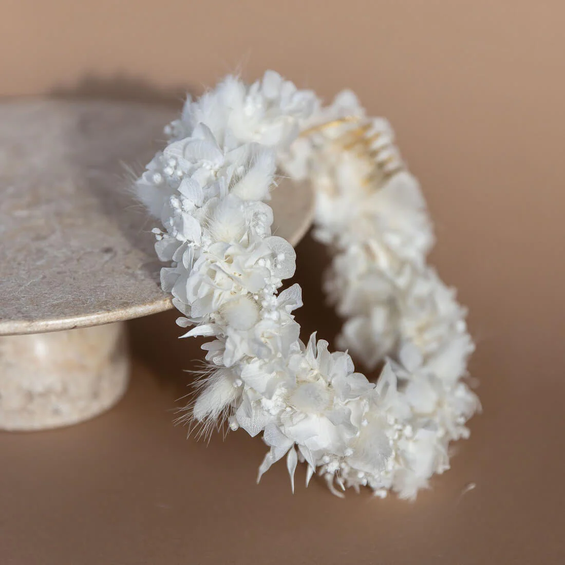Haarreif I Diadem Trockenblumen weiß