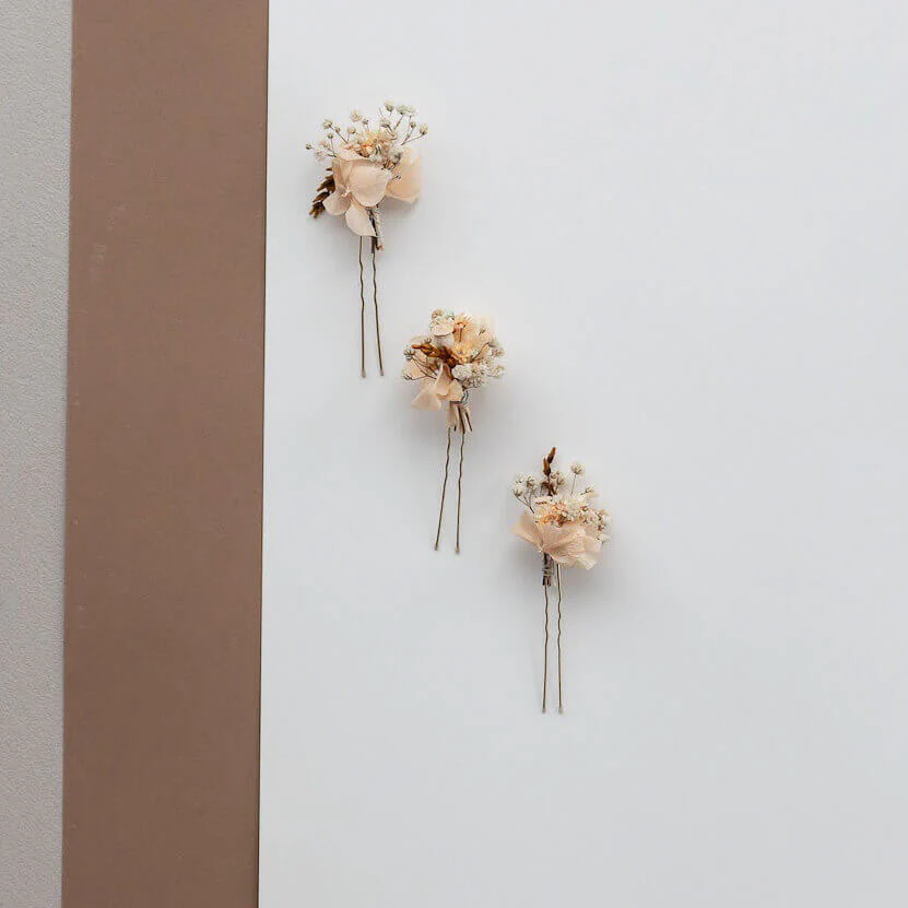 Haarnadel Trockenblumen Hortensie apricot