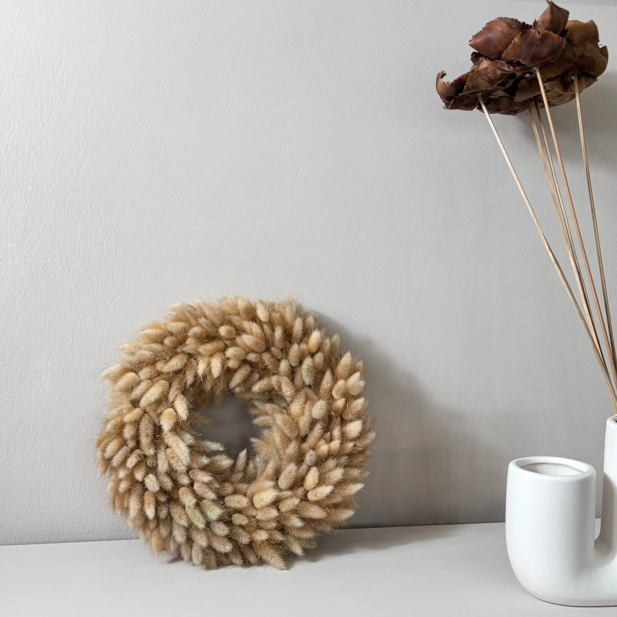 Trockenblumenkranz Lagurus beige