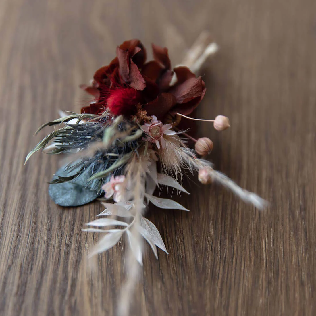 Anstecker Bräutigam I Trauzeuge I Trockenblumen Eukalyptus rosa rot