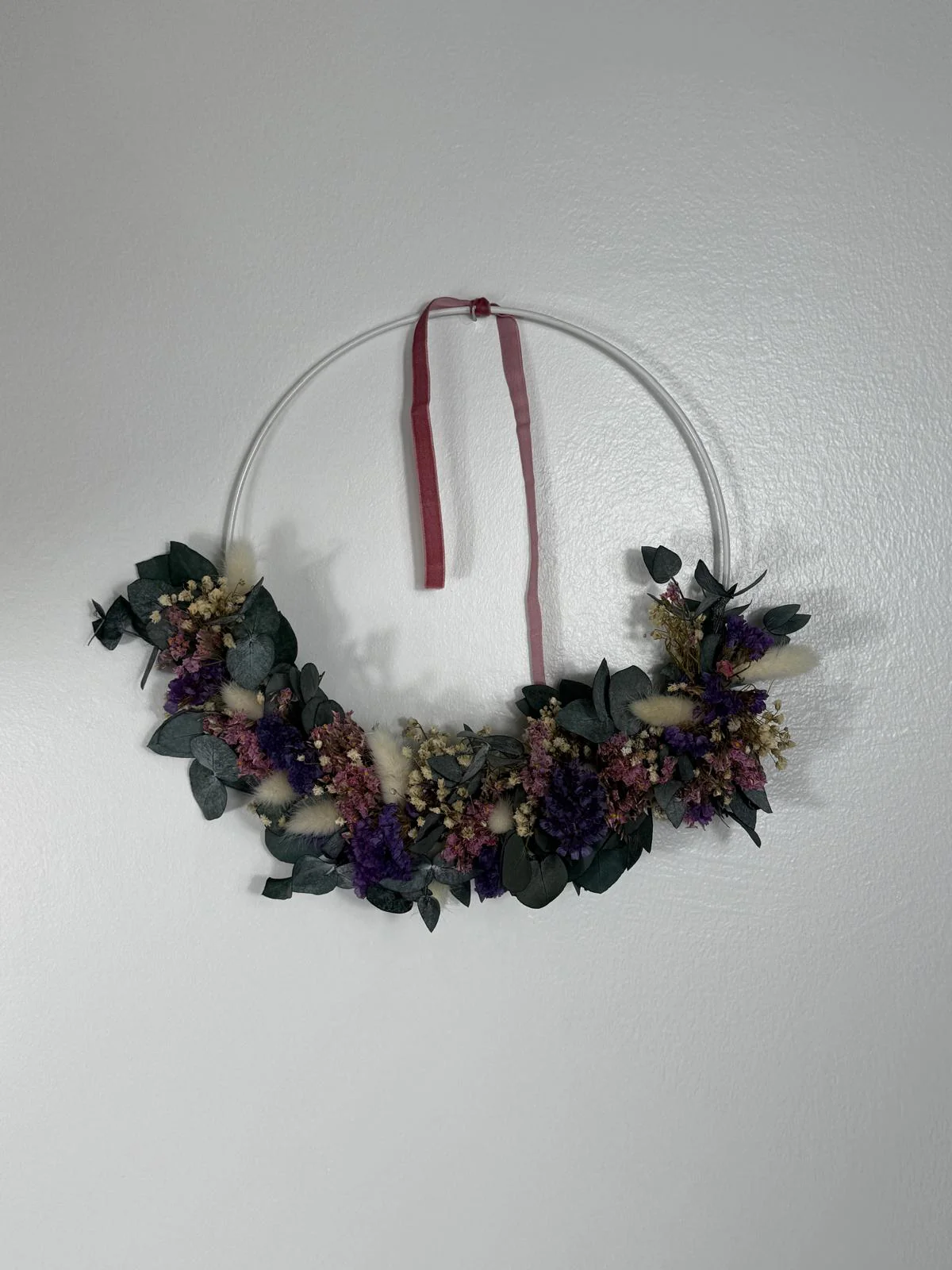 Trockenblumenkranz Eukalyptus lila pink