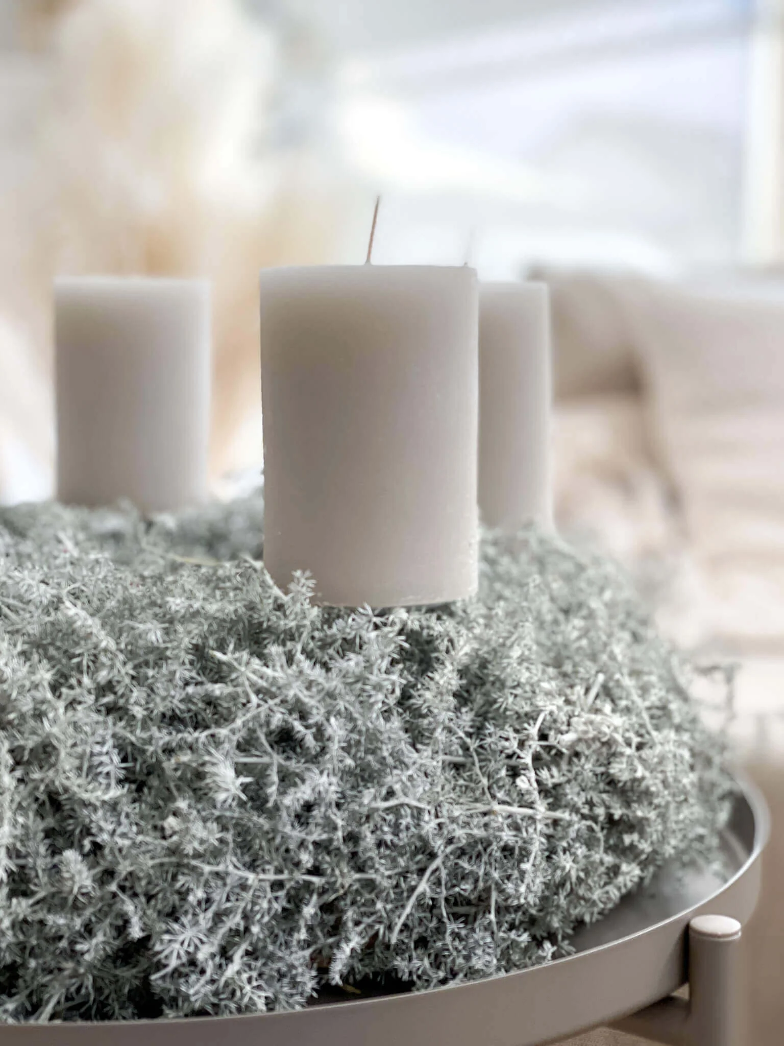 Silberglanz der Jahreszeiten: Adventskranz aus Spargelkraut