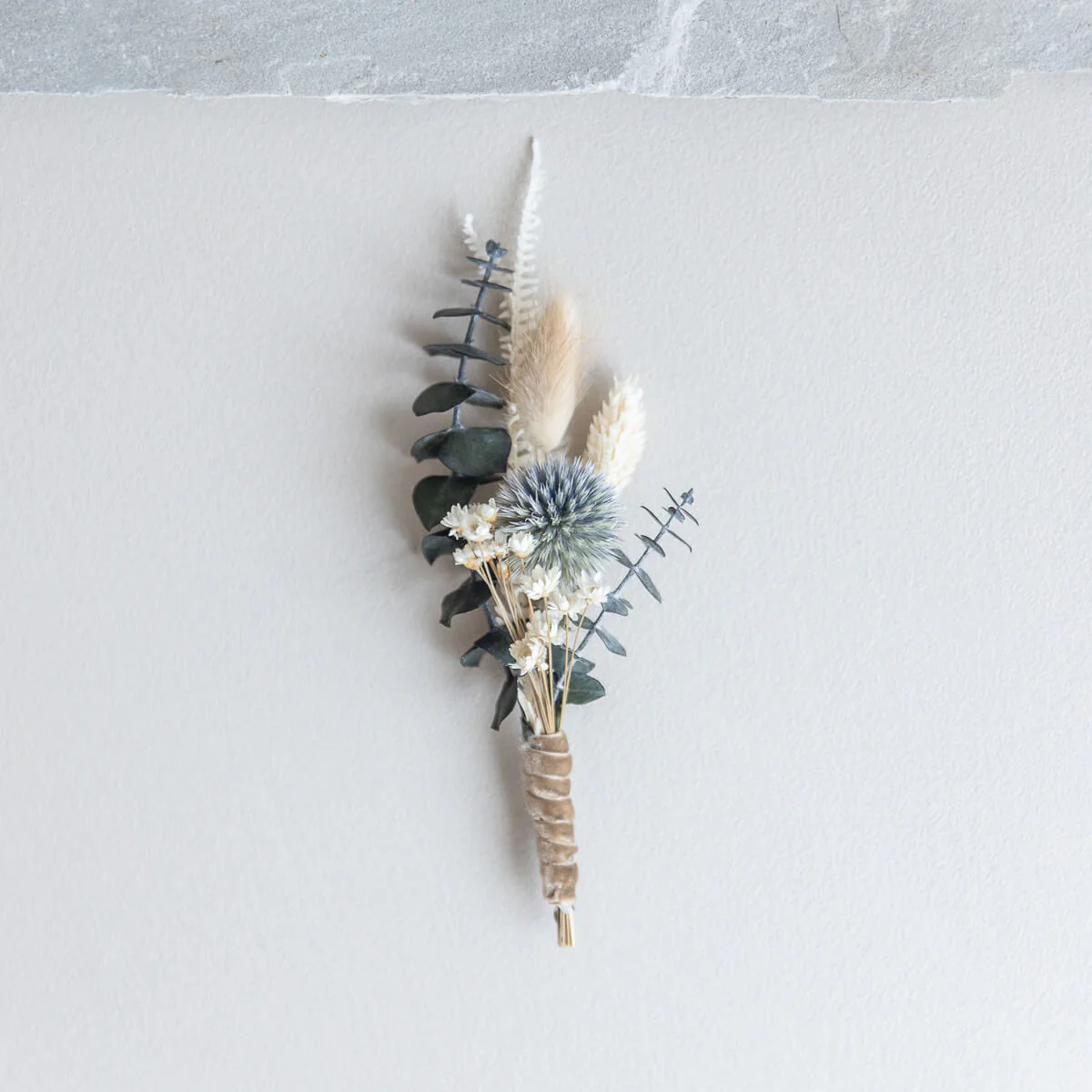 Anstecker Bräutigam I Trauzeuge I Trockenblumen Eukalyptus Kugeldistel