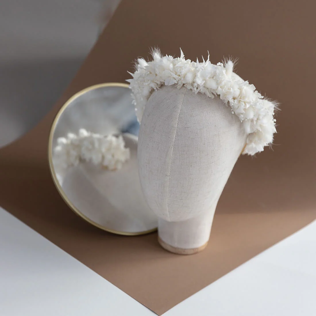 Haarreif I Diadem Trockenblumen weiß