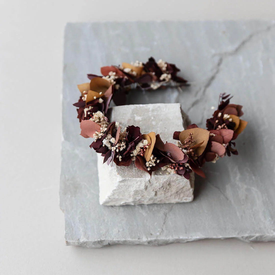 Haarreif Trockenblumen terracotta braun