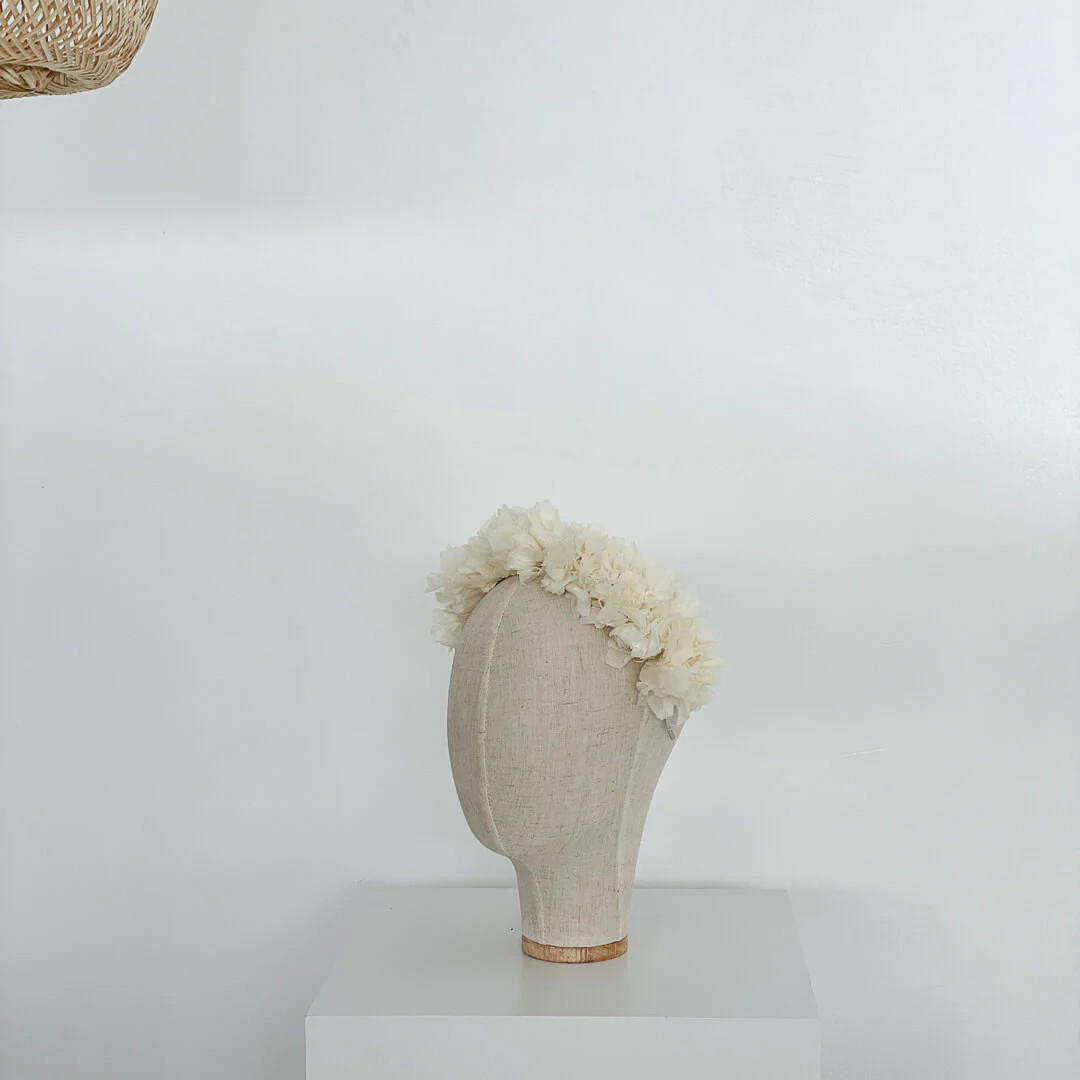 Haarreif Trockenblumen Hortensie weiß