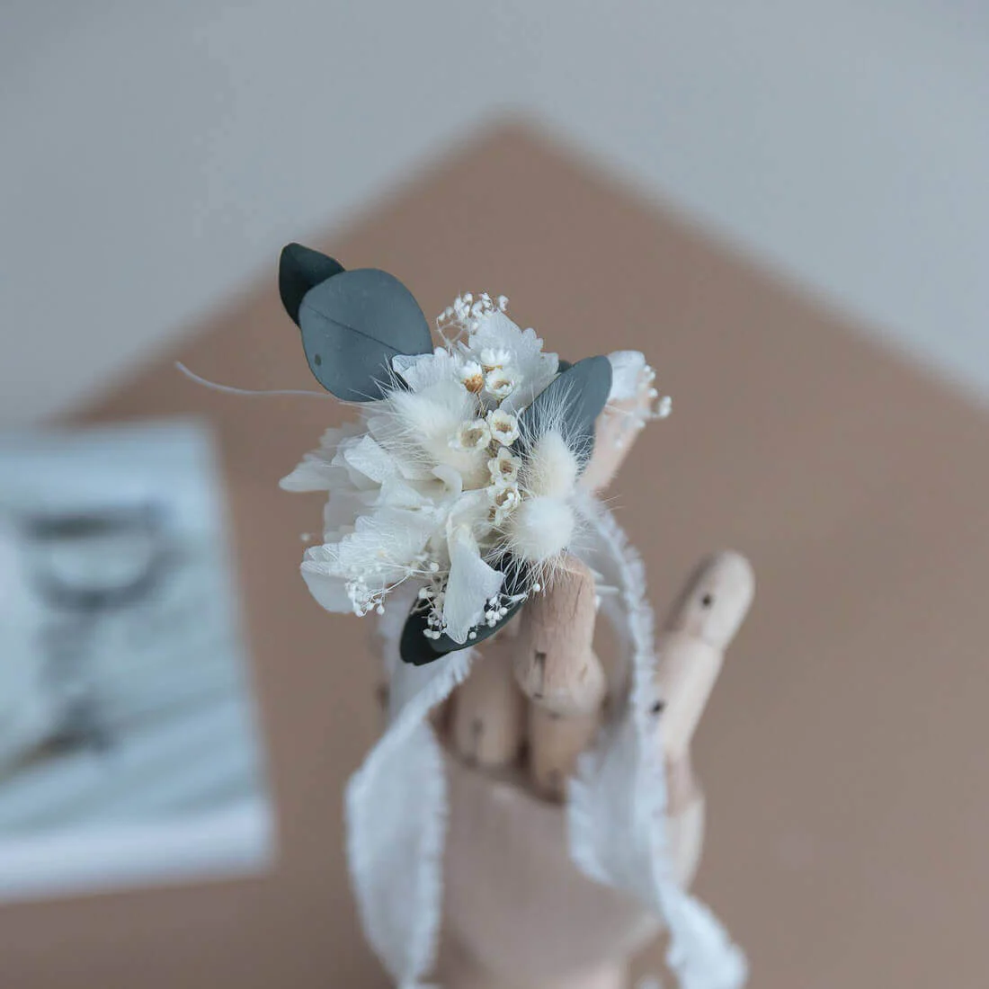 Armband Trockenblumen Eukalyptus grün weiß