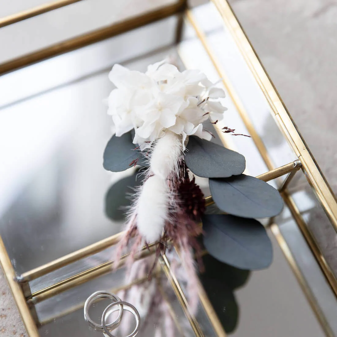 Anstecker Bräutigam I Trauzeuge I Trockenblumen Eukalyptus rosa weiß