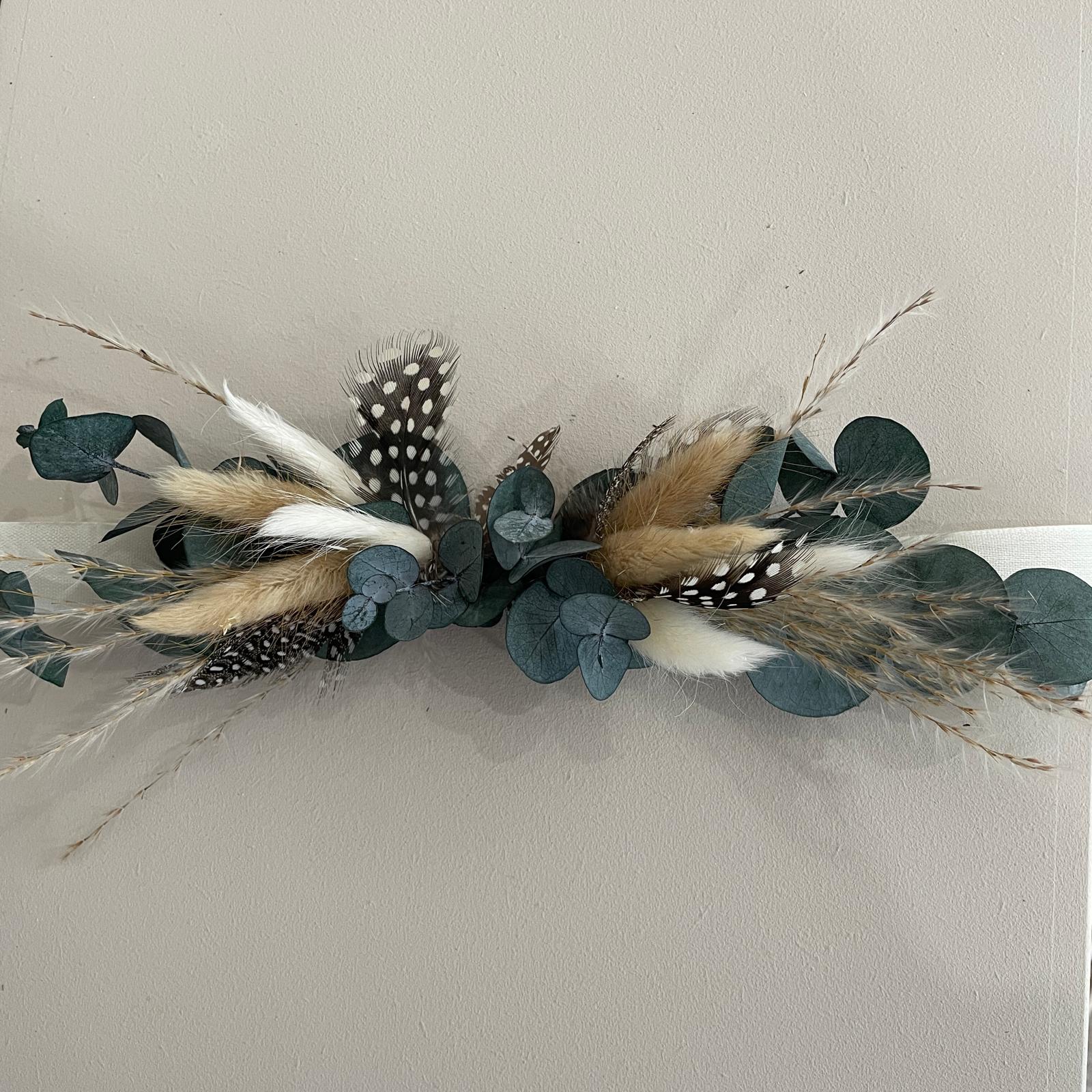 Hutband Trockenblumen grün Eukalyptus