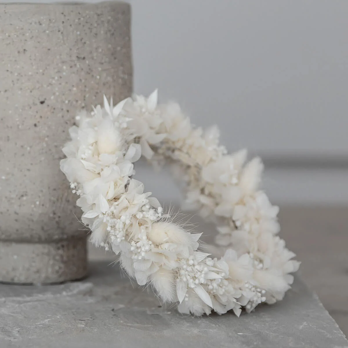 Haarreif I Diadem Trockenblumen weiß