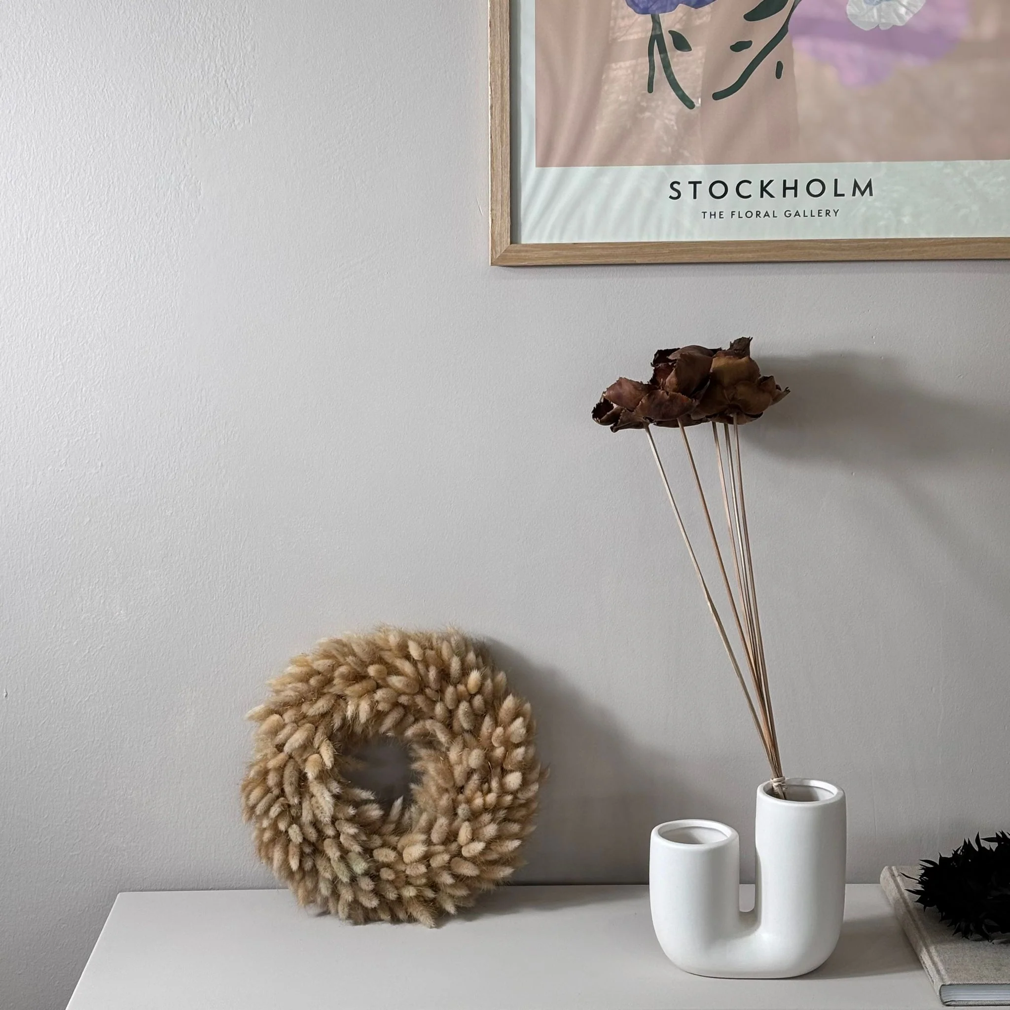 Trockenblumenkranz Lagurus beige