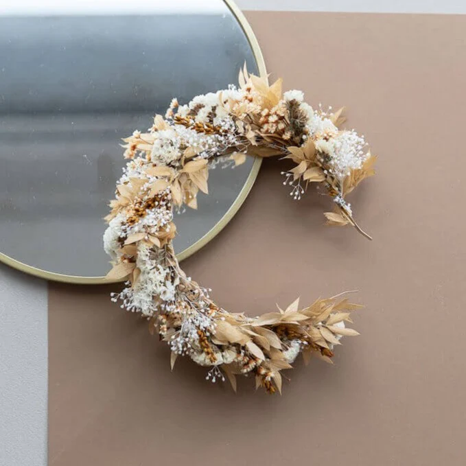 Haarreif Trockenblumen apricot