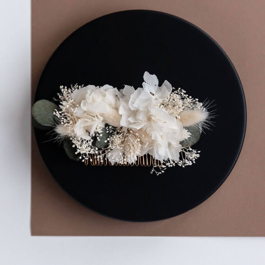 Haarkamm Trockenblumen Eukalyptus Lagurus