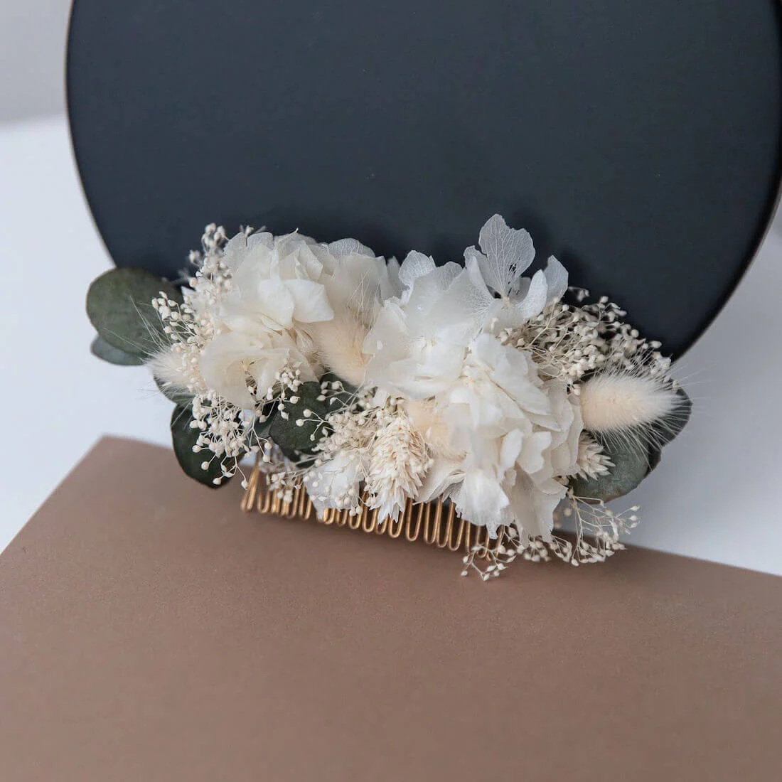 Haarkamm Trockenblumen Eukalyptus Lagurus