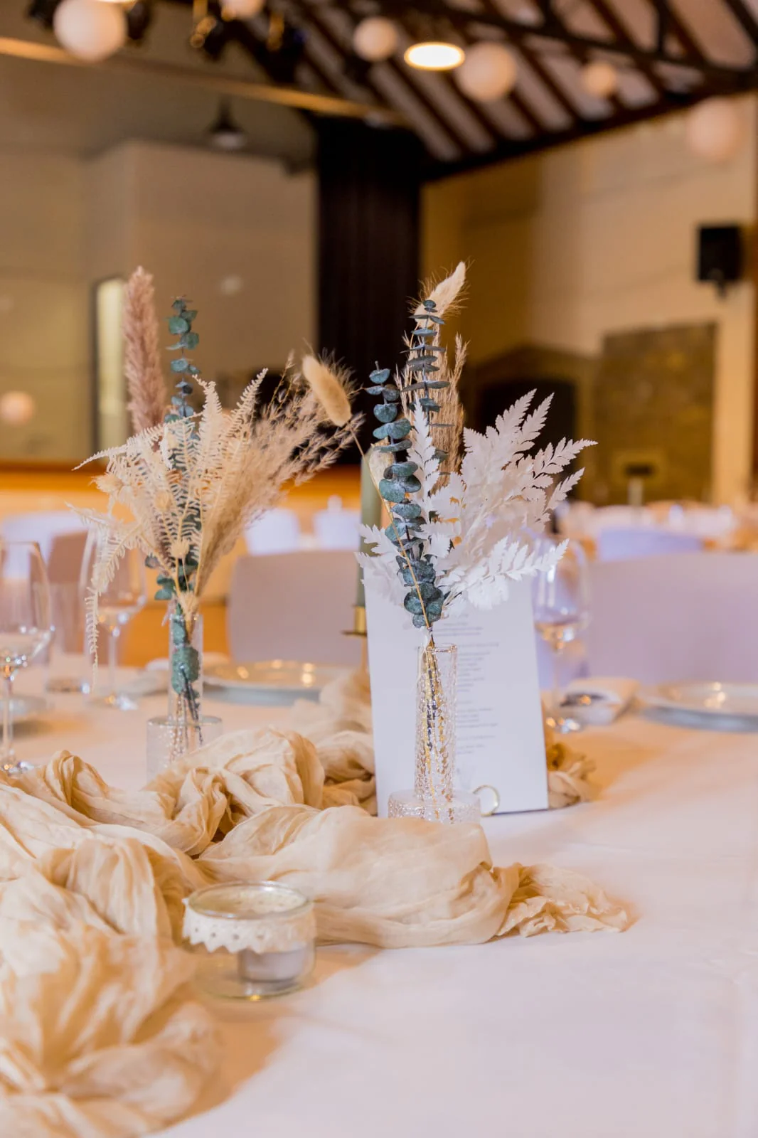 Trockenblumenstrauß Tischdeko Boho weiß