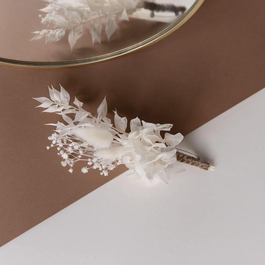 Anstecker Bräutigam Trockenblumen weiß