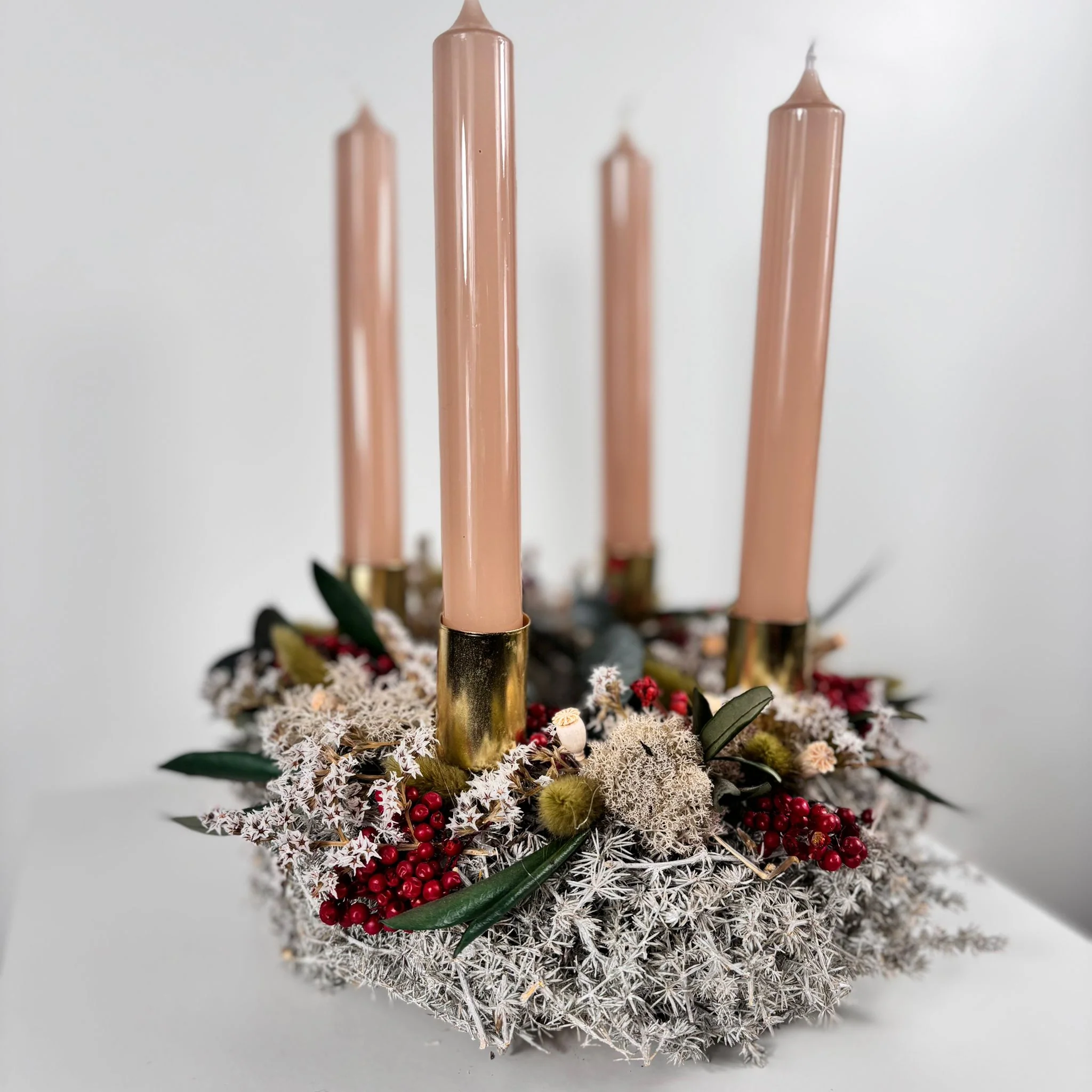 Adventskranz Asparagus grau klassisch mini