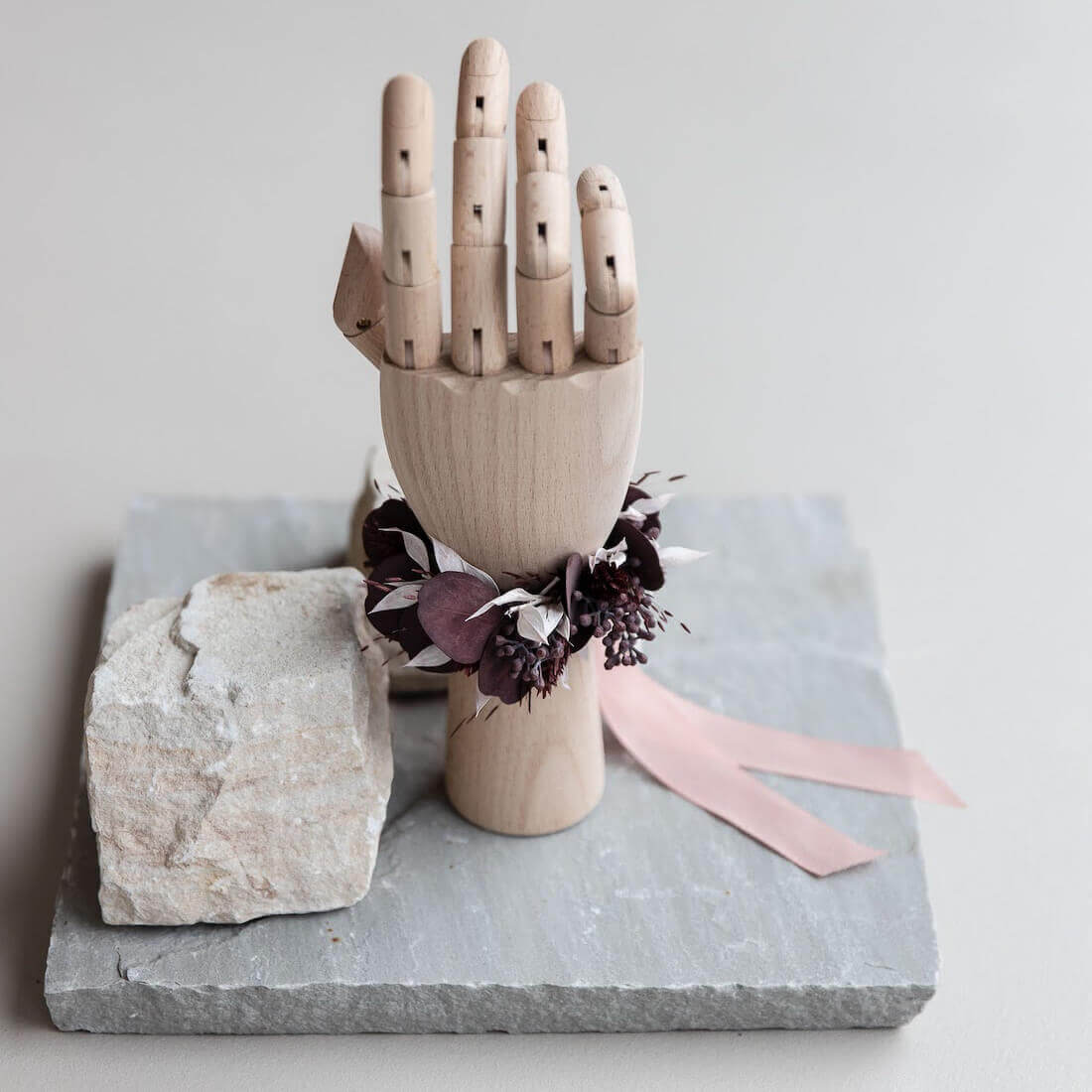 Armband Trockenblumen Eukalyptus bordeaux winterlich Outlet