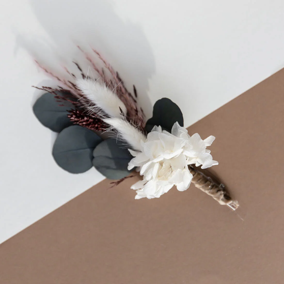 Anstecker Bräutigam I Trauzeuge I Trockenblumen Eukalyptus rosa weiß