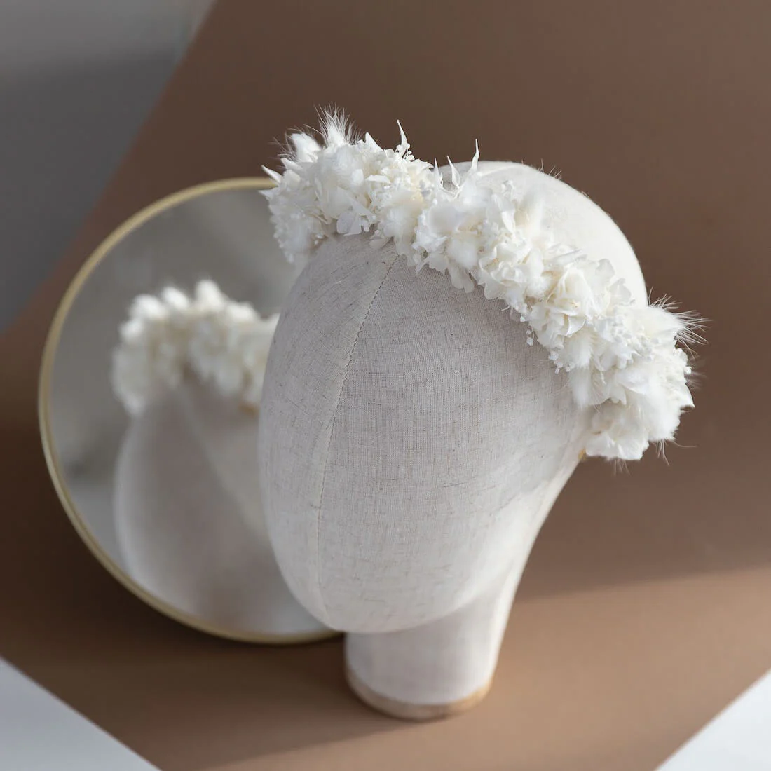 Haarreif I Diadem Trockenblumen weiß