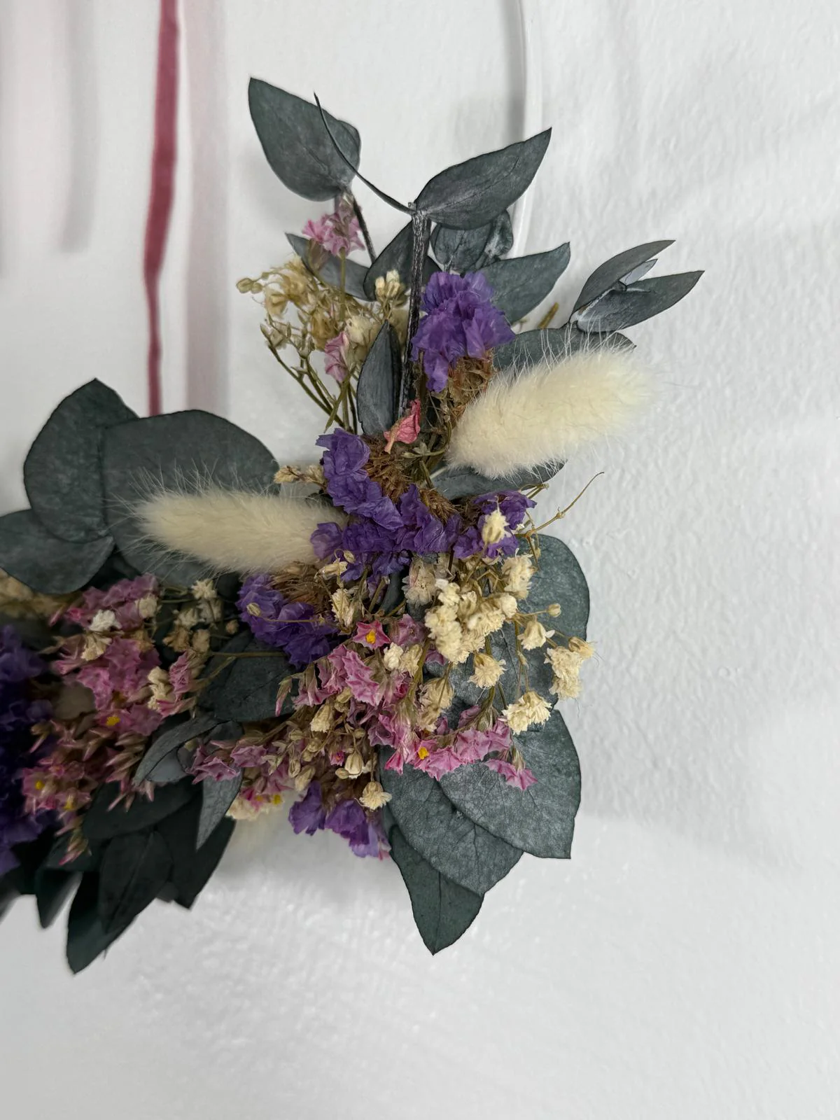 Trockenblumenkranz Eukalyptus lila pink