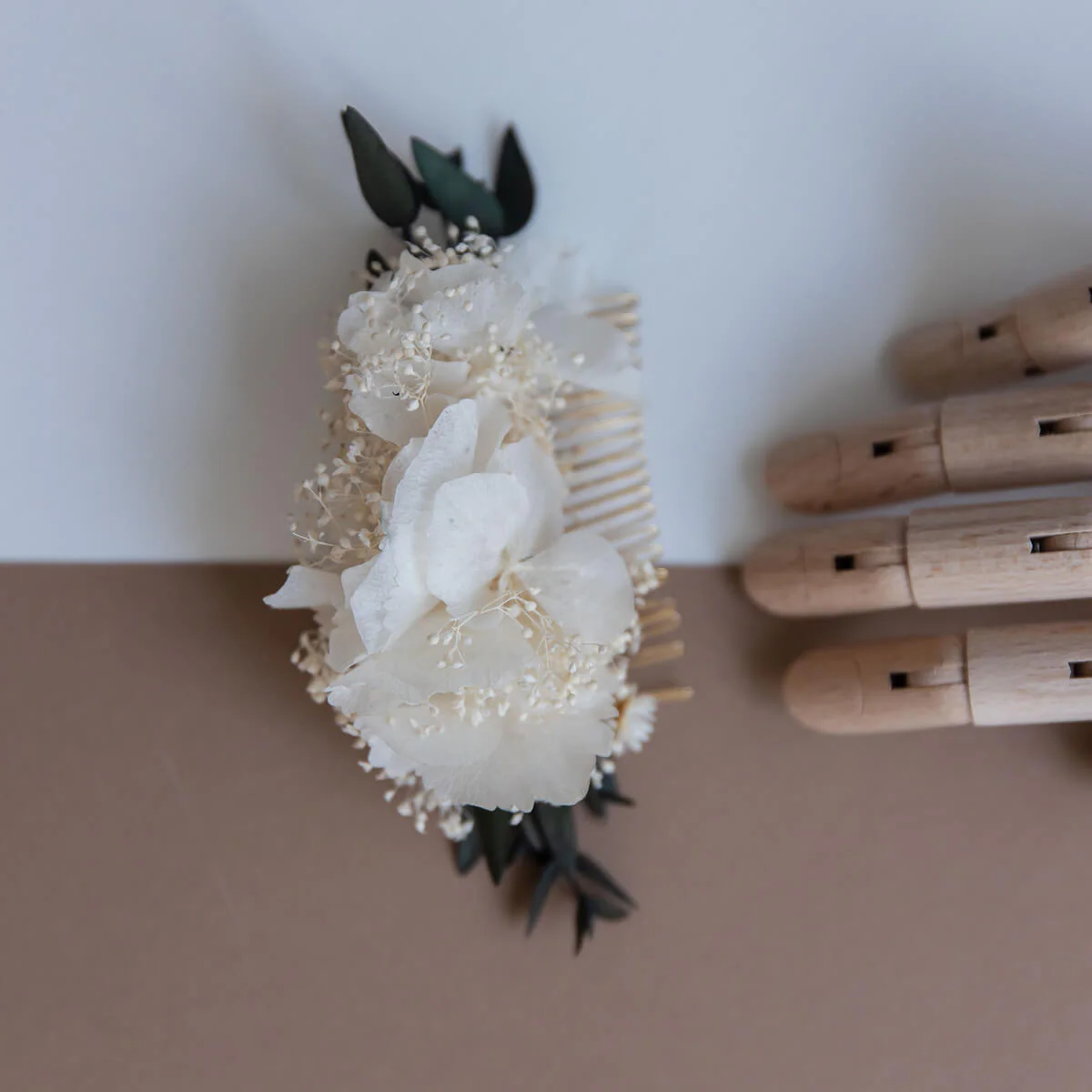 Haarkamm Trockenblumen Eukalyptus