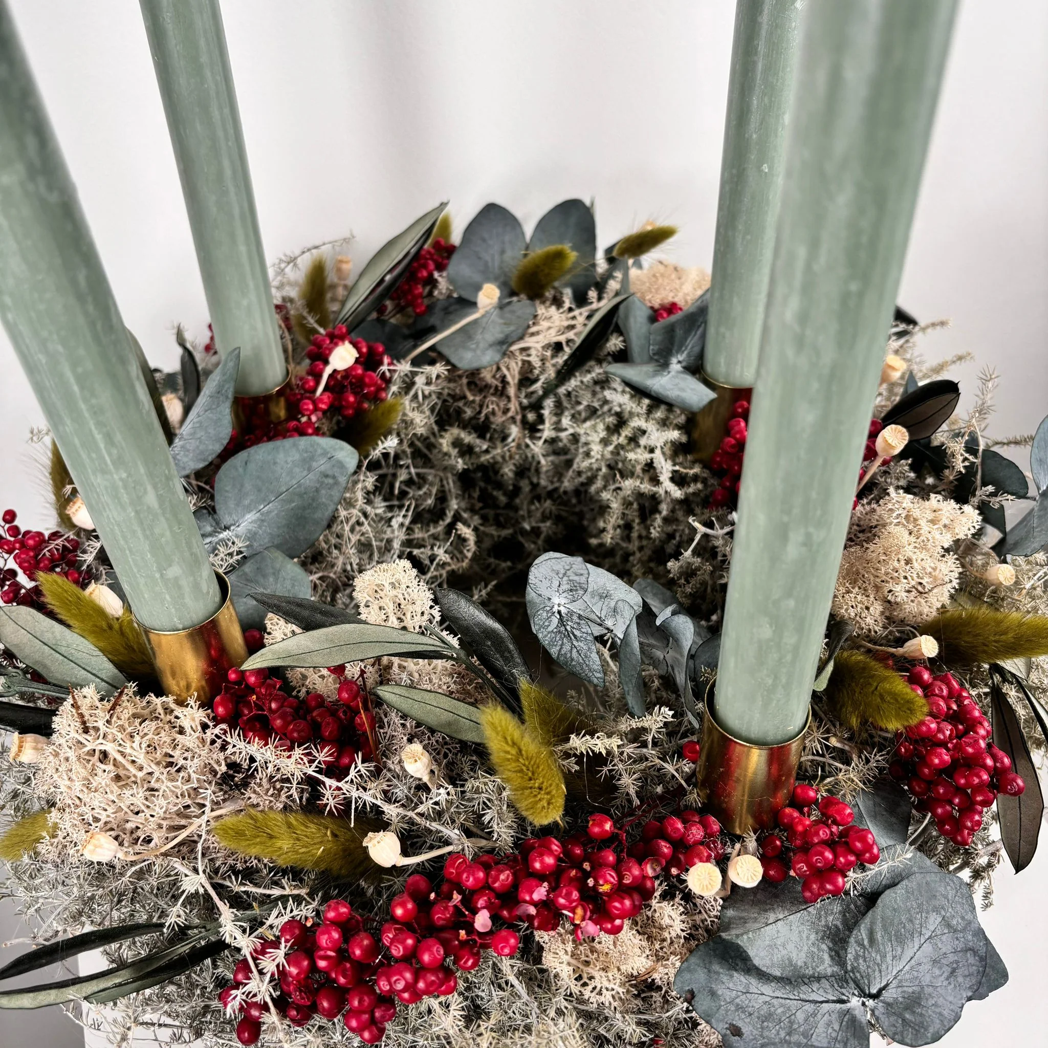 Adventskranz Asparagus grau klassisch