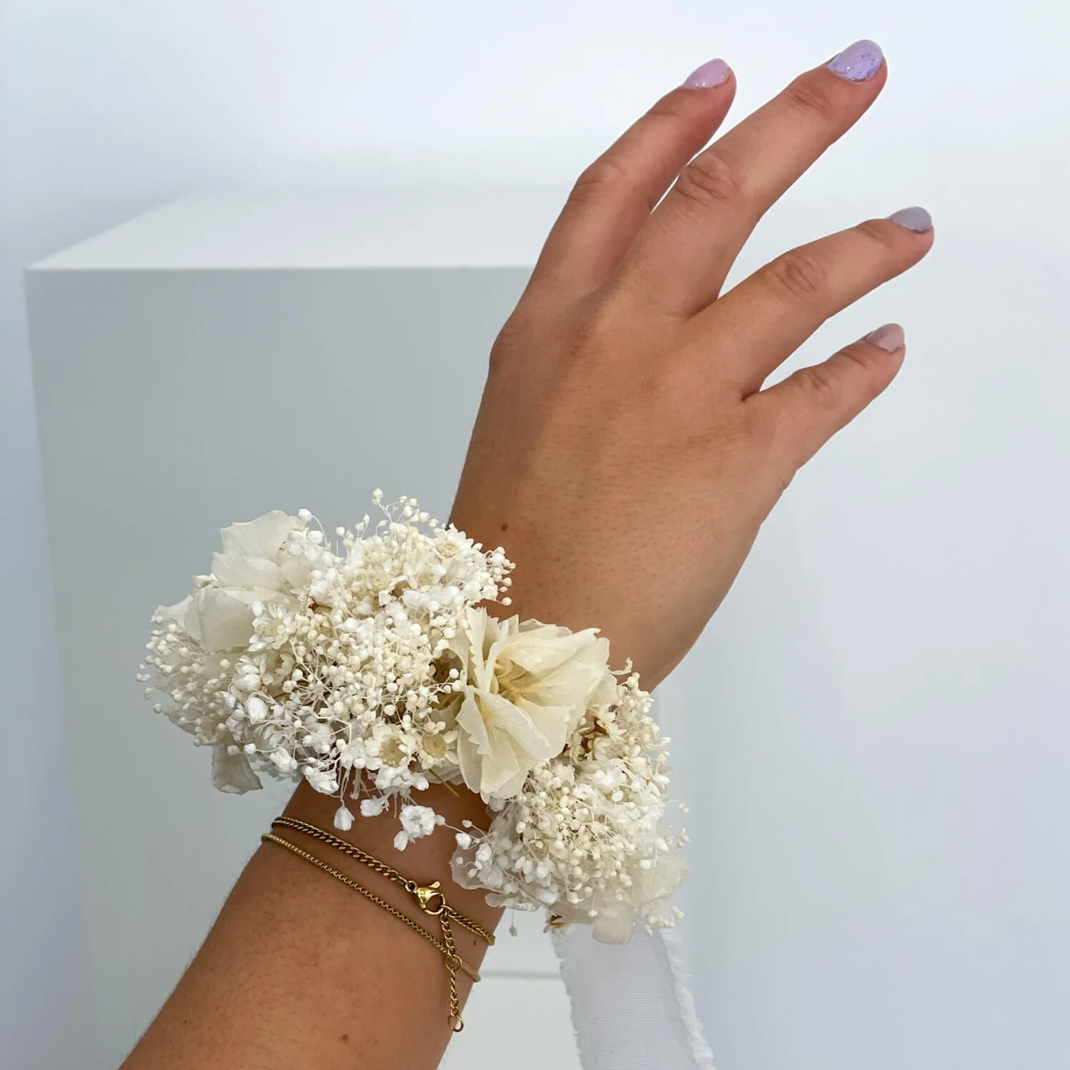 Armband Trockenblumen Schleierkraut Hortensie