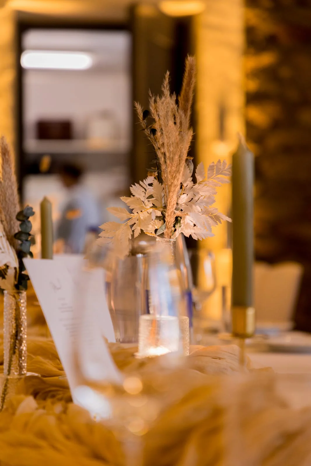 Trockenblumenstrauß Tischdeko Boho weiß