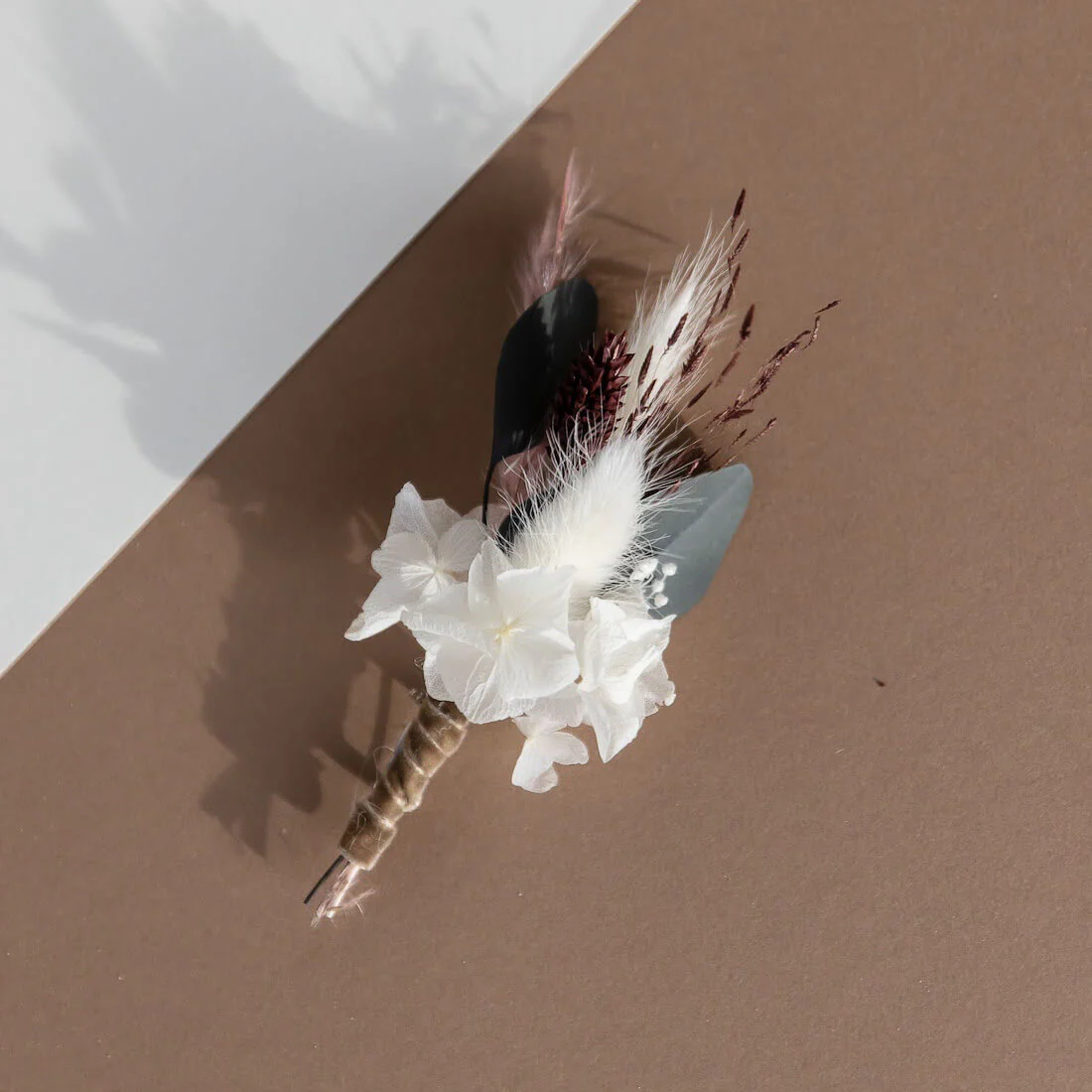 Anstecker Bräutigam I Trauzeuge I Trockenblumen Eukalyptus rosa weiß