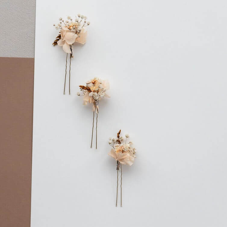 Haarnadel Trockenblumen Hortensie apricot