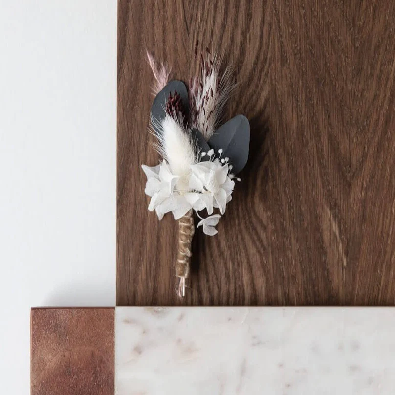 Anstecker Bräutigam I Trauzeuge I Trockenblumen Eukalyptus rosa weiß