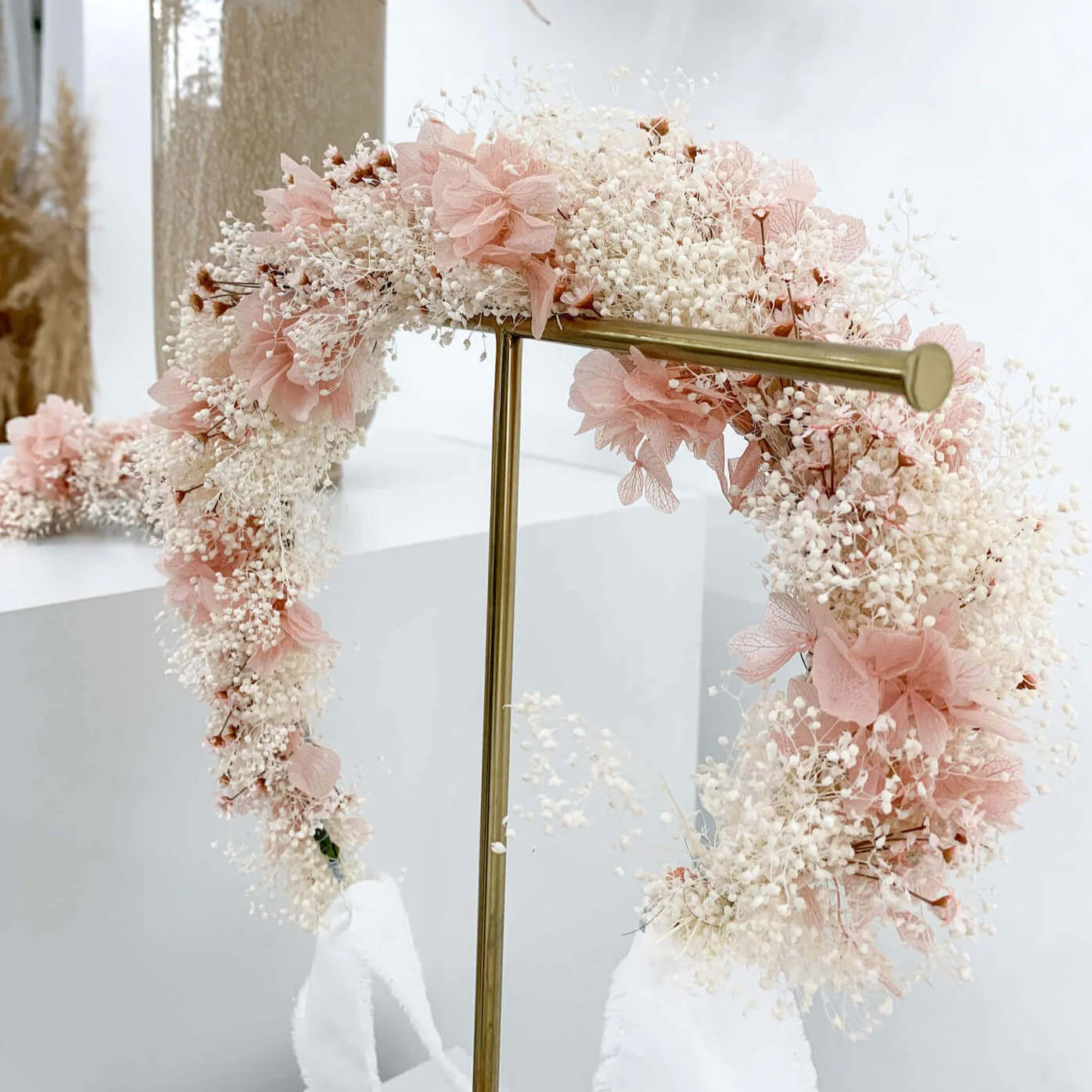 Haarkranz Trockenblumen rosa