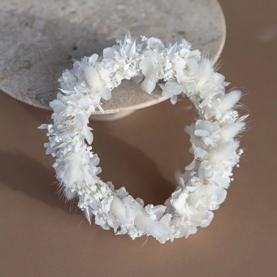 Haarreif I Diadem Trockenblumen weiß